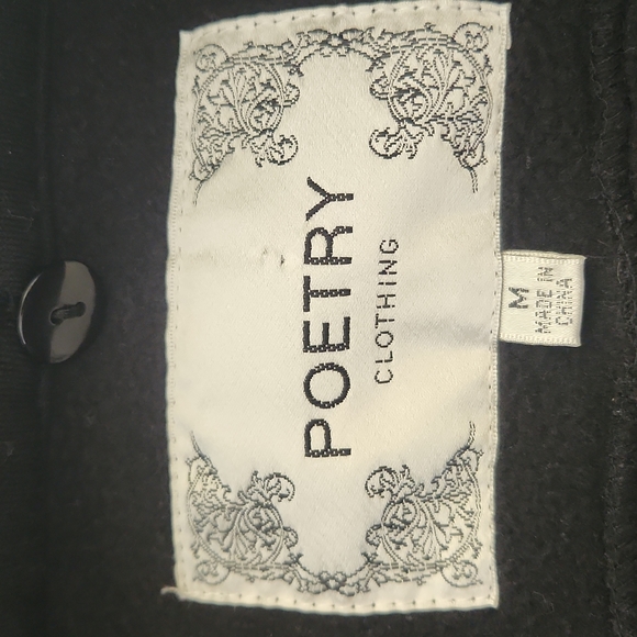 Poetry Clothing Black Double Breasted Medium EUC Jacket - Picture 3 of 14